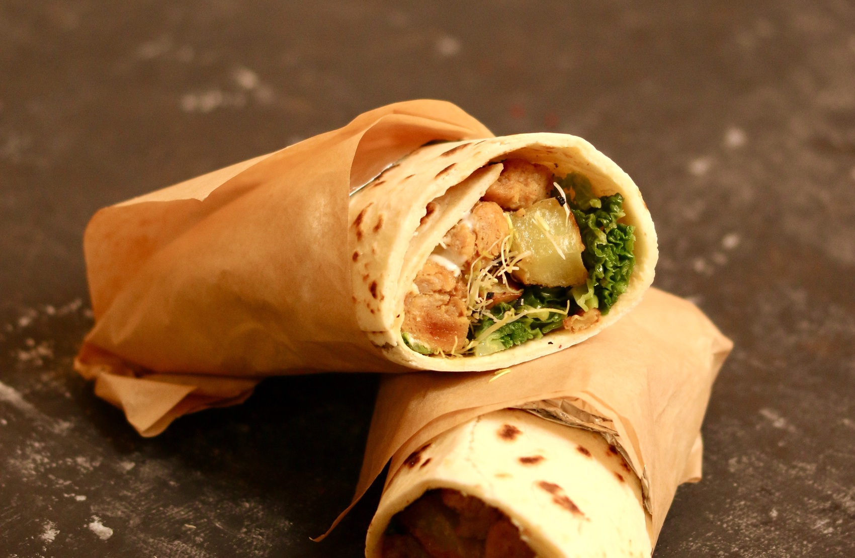 Kebab con Bocconcini di Soia, Cipolla, Verza, Patate e Maionese | Pepeverde