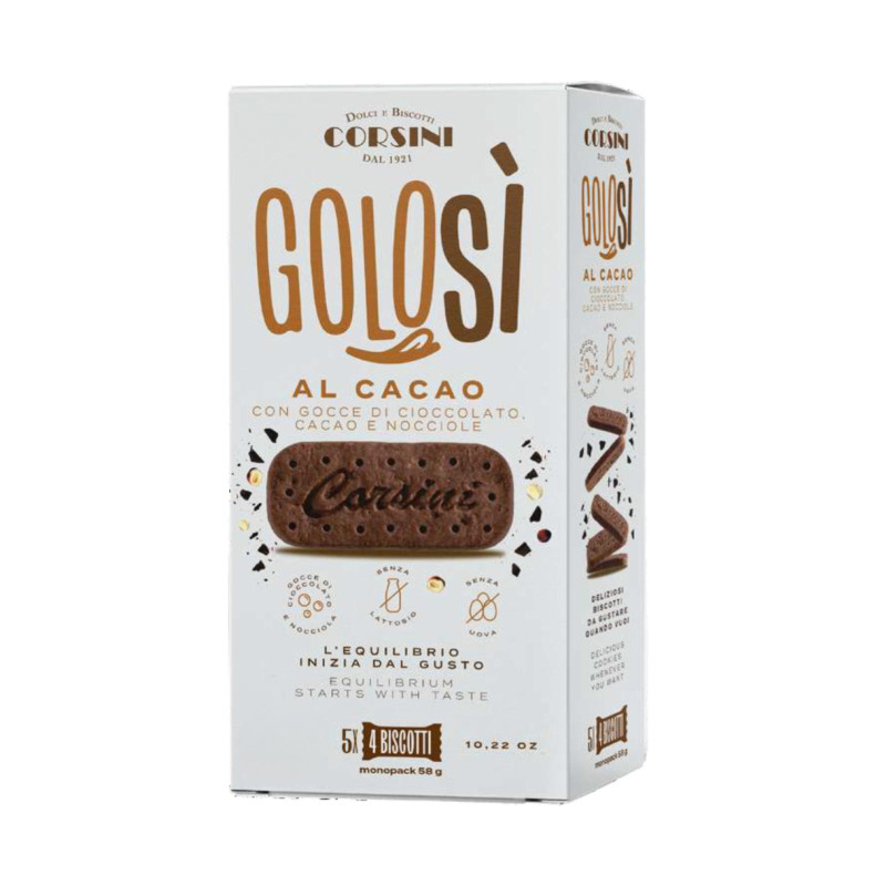 Biscotti Golosí Corsini al cacao senza lattosio 300g | Soccia Alimentari